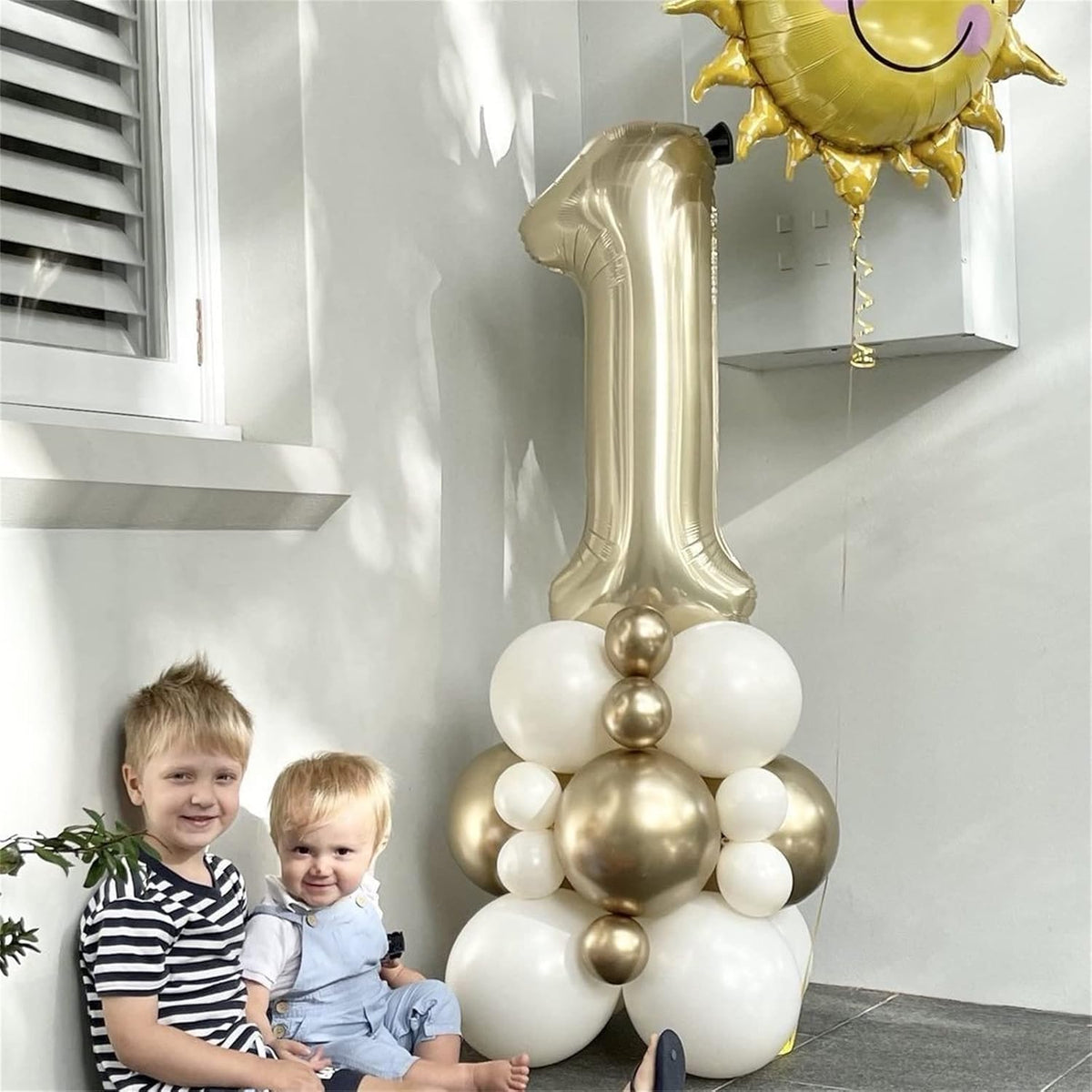 Champagne Gold Foil Balloon Number 4, 40'' Giant Self Inflating Number Balloons Set 0-9, Large