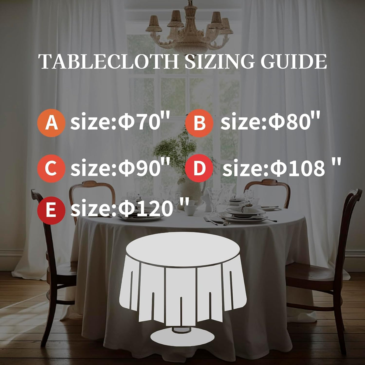 EVERLY 100% Pure Linen Round Tablecloths 70Inch Round Machine Washable Tablecloth for
