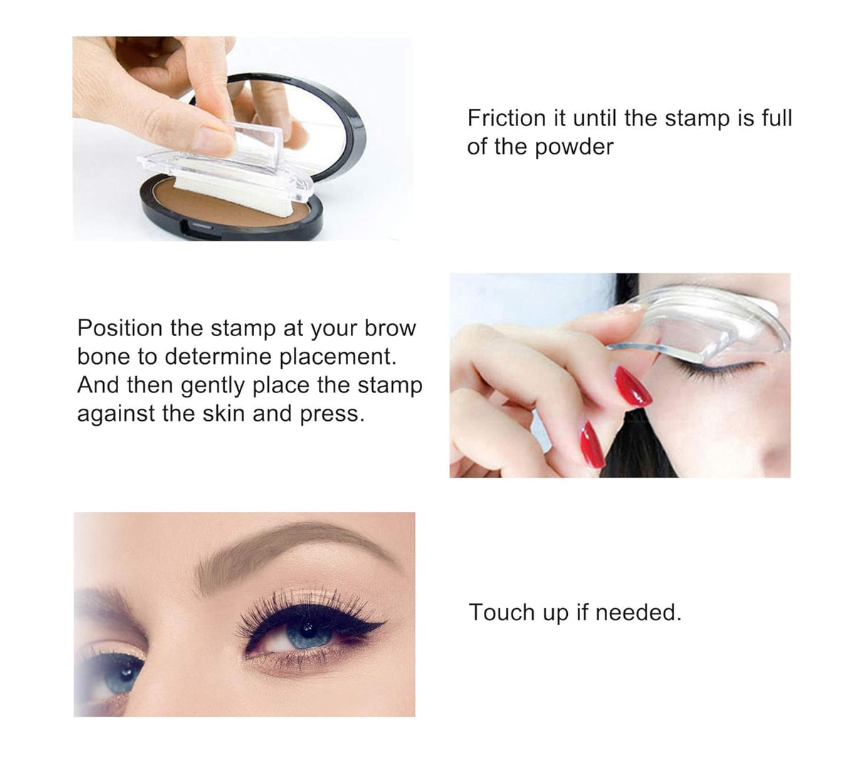 Boobeen Eyebrow Seal Stamp Powder - Waterproof 3 Seconds Eye Make Up Nature Coloring Kit - Creates