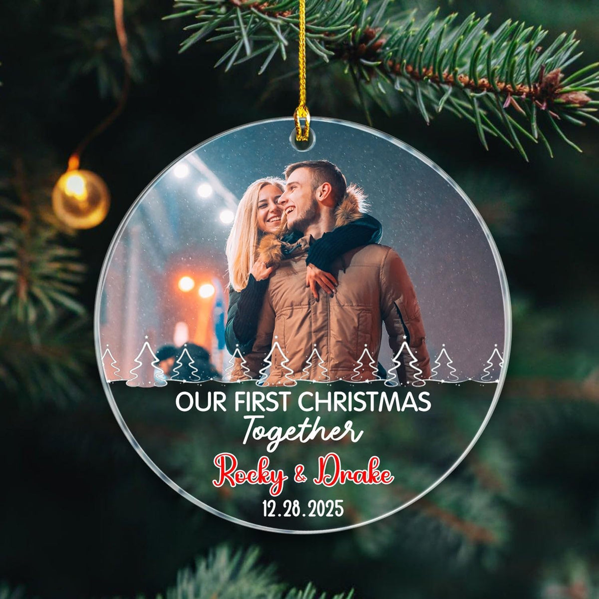 Personalized Our First Christmas Together Ornament 2025, Upload Photo Mr & Mrs Together Ornament