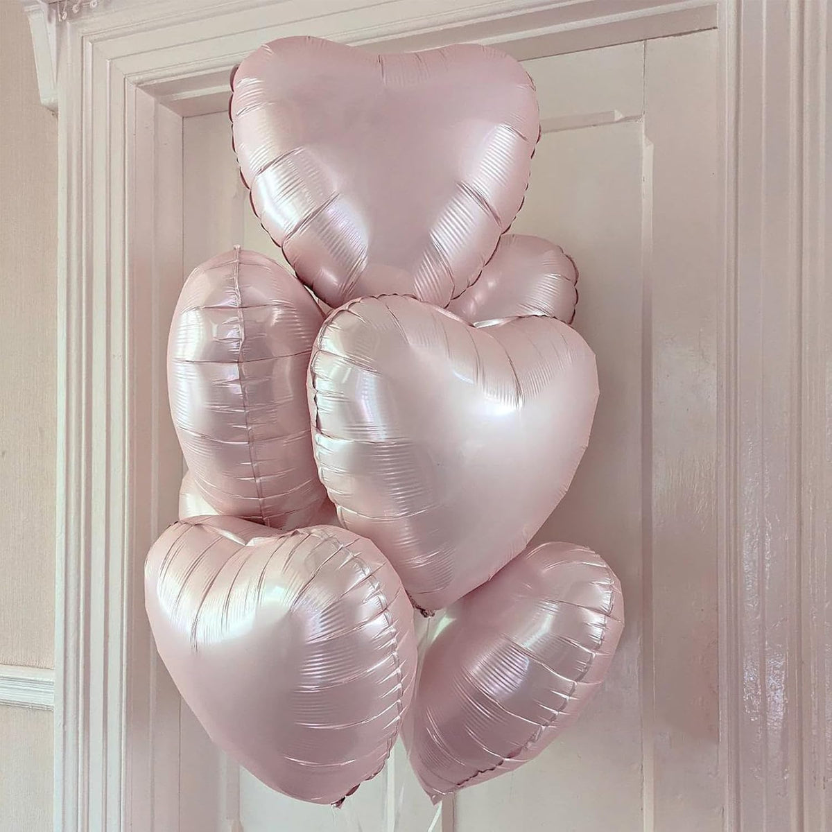 Baby Pink Heart Balloons, 18 Inch, 12Pcs Large Pearl Mylar, Pastel Helium Foil for Boho Girls Women