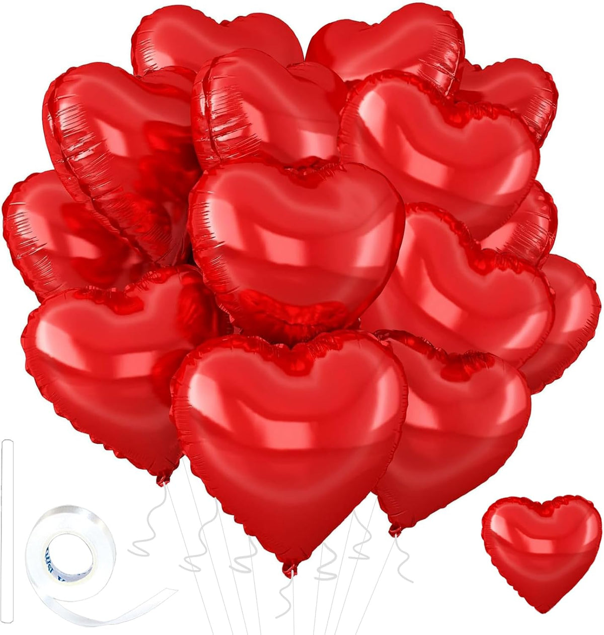 Red Heart Ballloons,18 Inch Bright R Foil Love Heart Shaped Balloons 12Pcs Red love balloon for