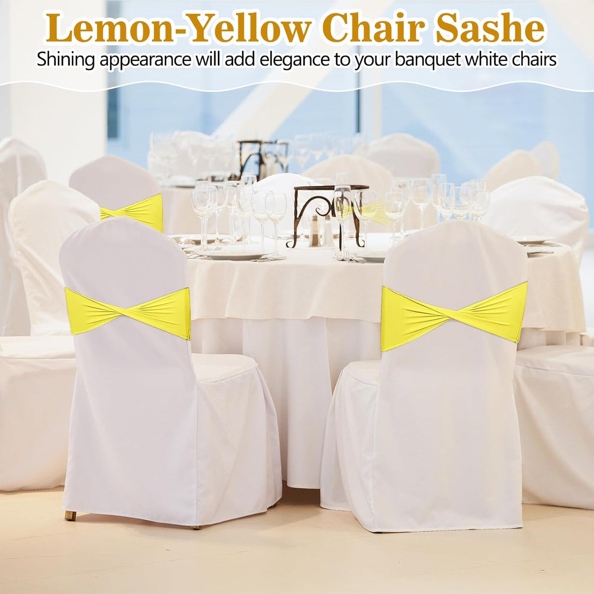 Kinlop 50 Pcs Spandex Chair Sashes Bows Chair Bands Slider Sashes for Covers Elastic Bands Ties
