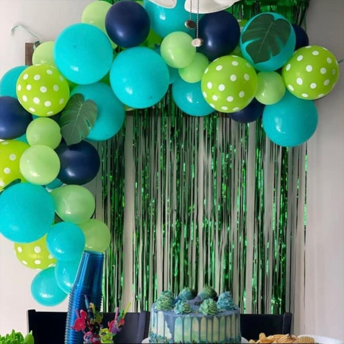 Paready Green and Blue Balloons, 60 Pcs 12 Inch Navy Teal Blue Dark Green Latex Balloons, Teal