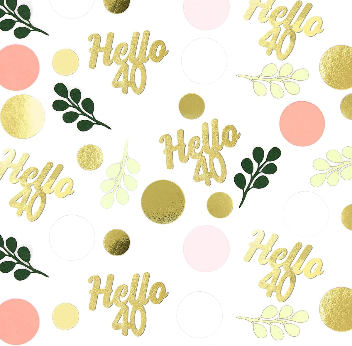 300PC 40TH Birthday Confetti for Table Pink and Sage Green Happy 40TH Birthday Decorations for