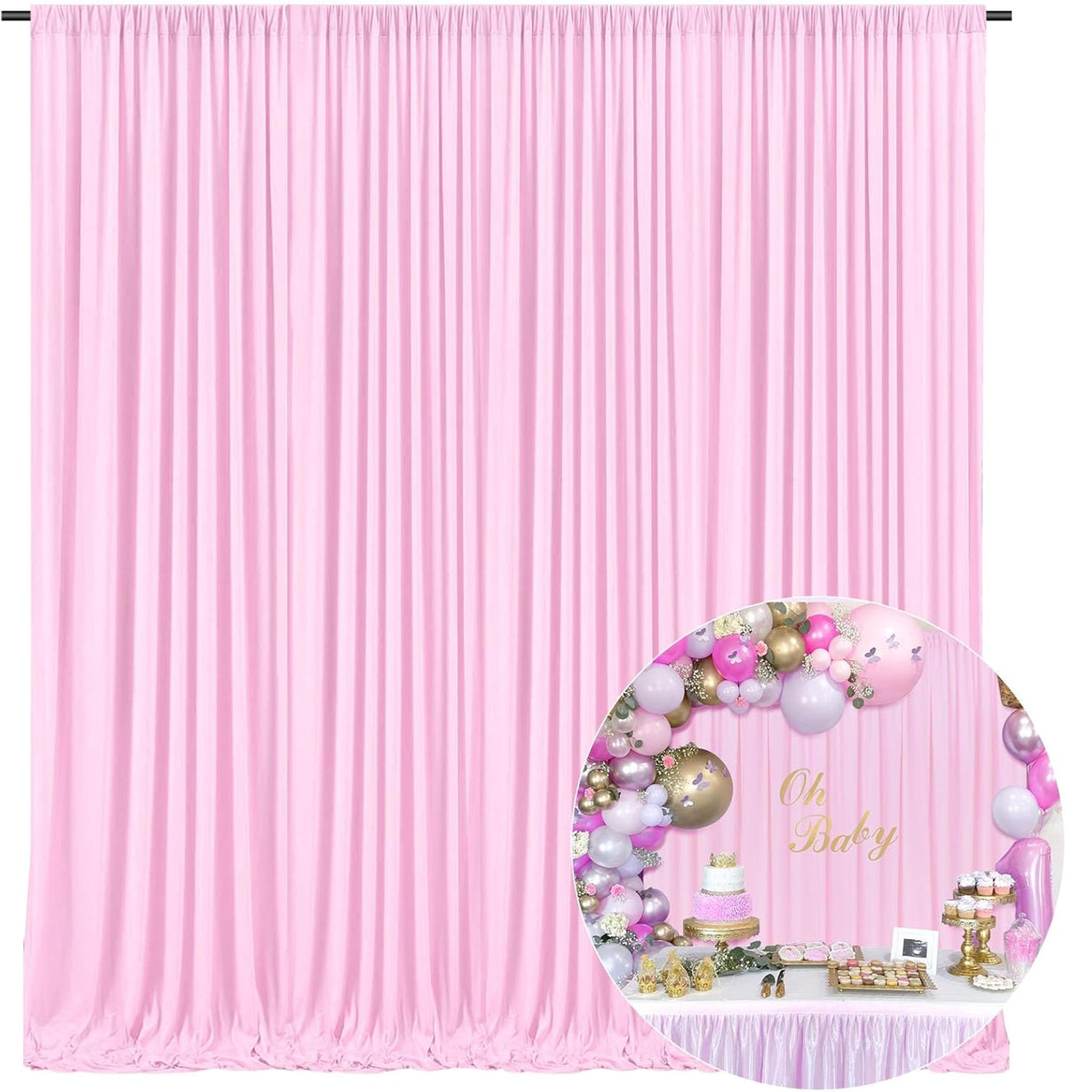 10 x 10 Feet Light Pink Backdrop Curtain for Partie, Background Curtains for Photoshoot, Birthday