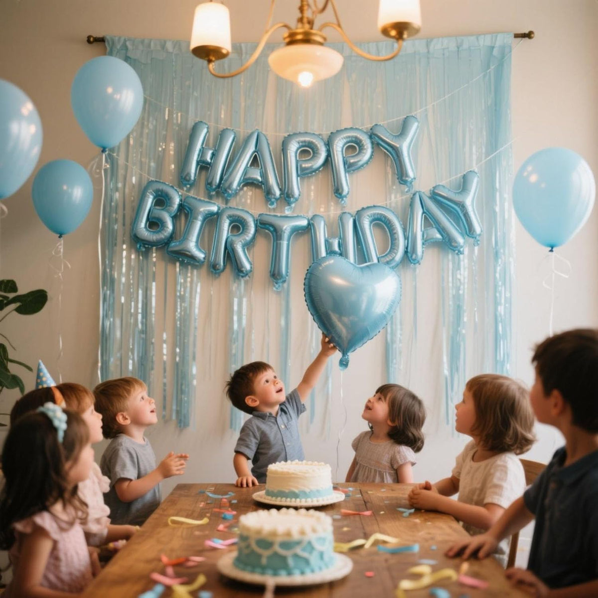 29 Pcs Light Blue Birthday Party Decorations - Happy Birthday Balloons Banner Blue, Heart & Star