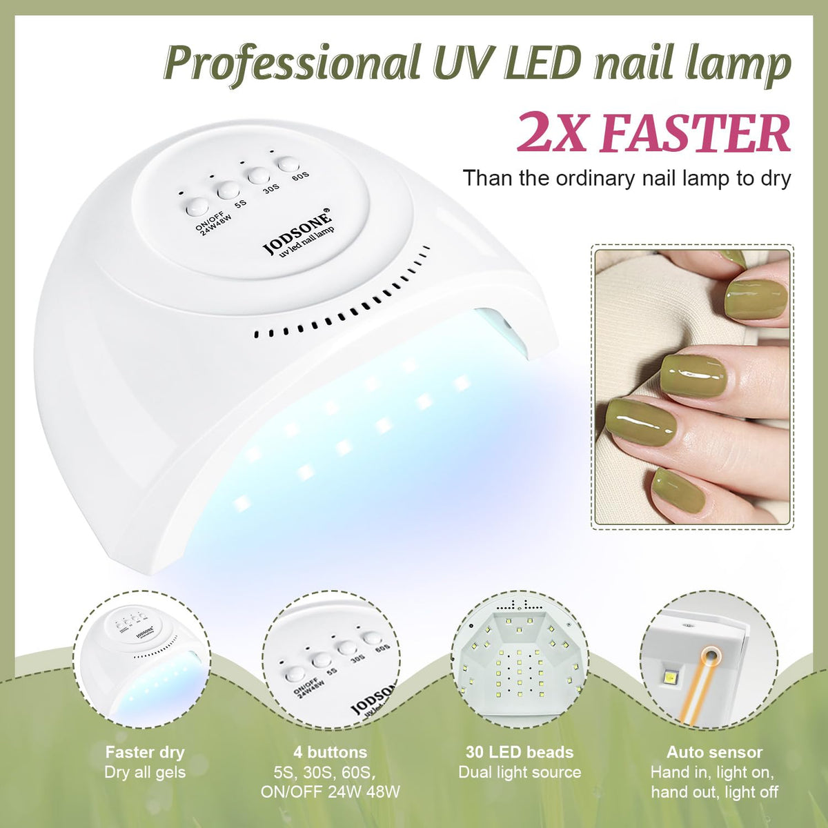 JODSONE 60 PCS Gel Nail Polish Kit with U V Light 55 Colors No Wipe Beautiful Colors Nail Gel