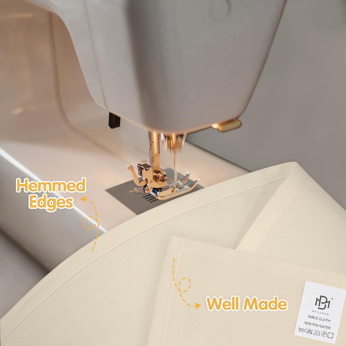 BRILLMAX 8 Pack Beige Tablecloths for 8 Foot Rectangle Tables 60 x 126 Inch - 8ft Rectangular Bulk
