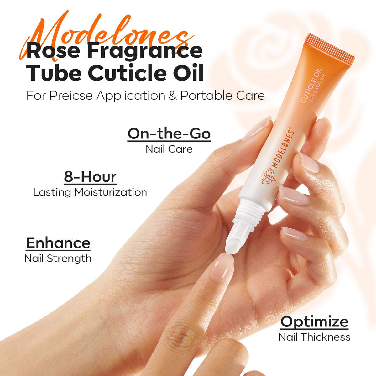 modelones Cuticle Oil Pen Rose for Growth and Strength Nail Growth Oil Cuticle Softener Quick Dry