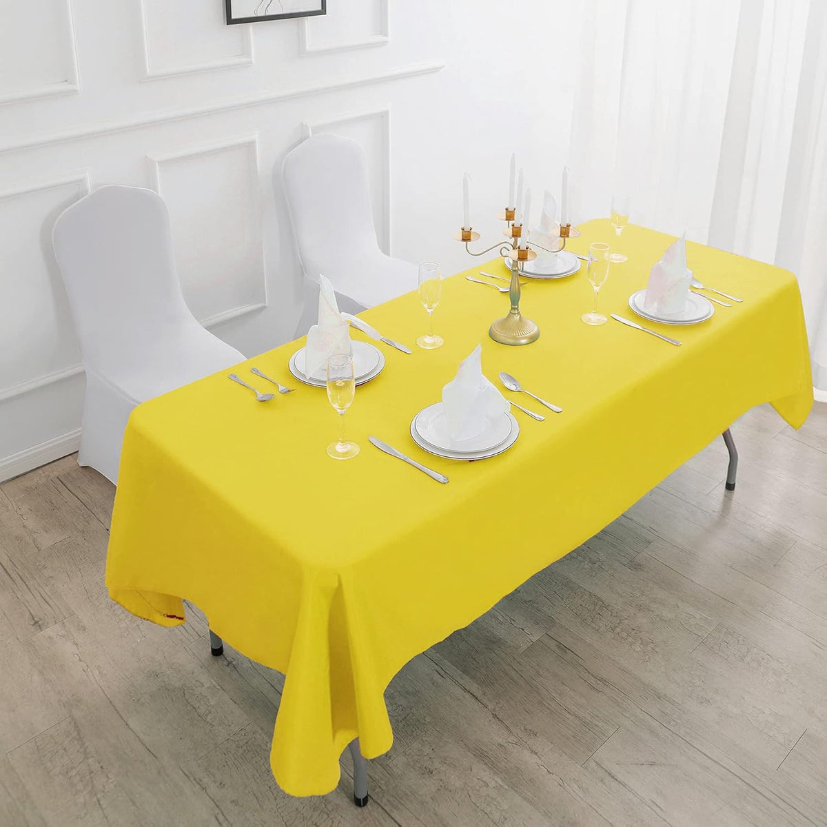 Rectangle Tablecloth 90x132 inch Washable Polyester Fabric Table Cloth for Wedding Party Dining