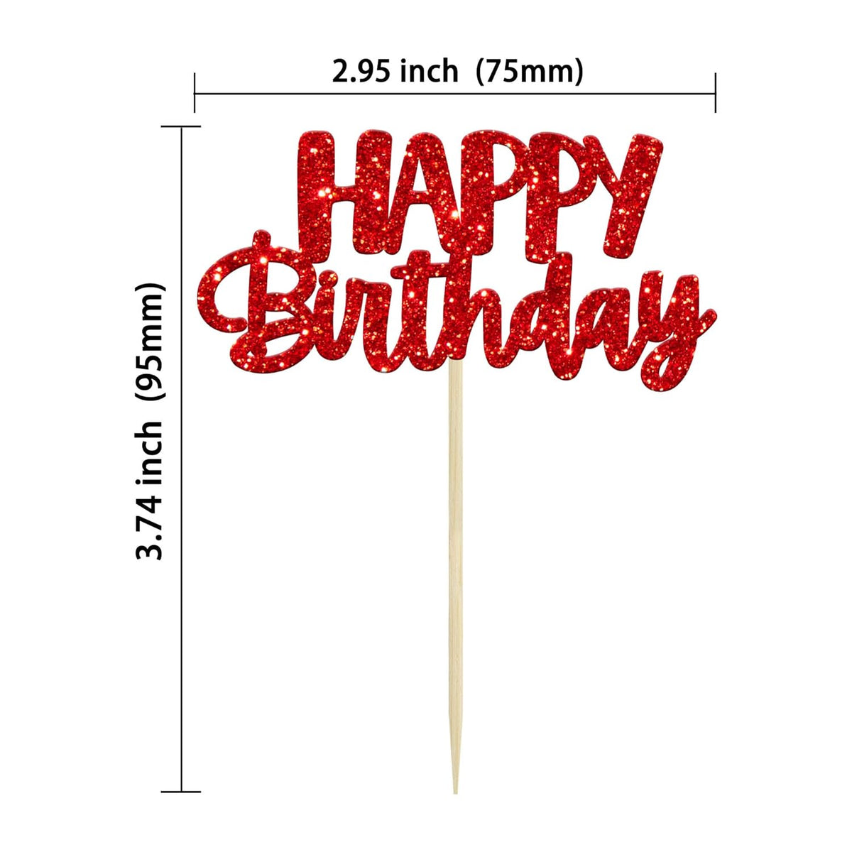 Gyufise 24pcs Happy Birthday Cupcake Toppers - Glitter Cupcake Food Picks for Celebrating Theme