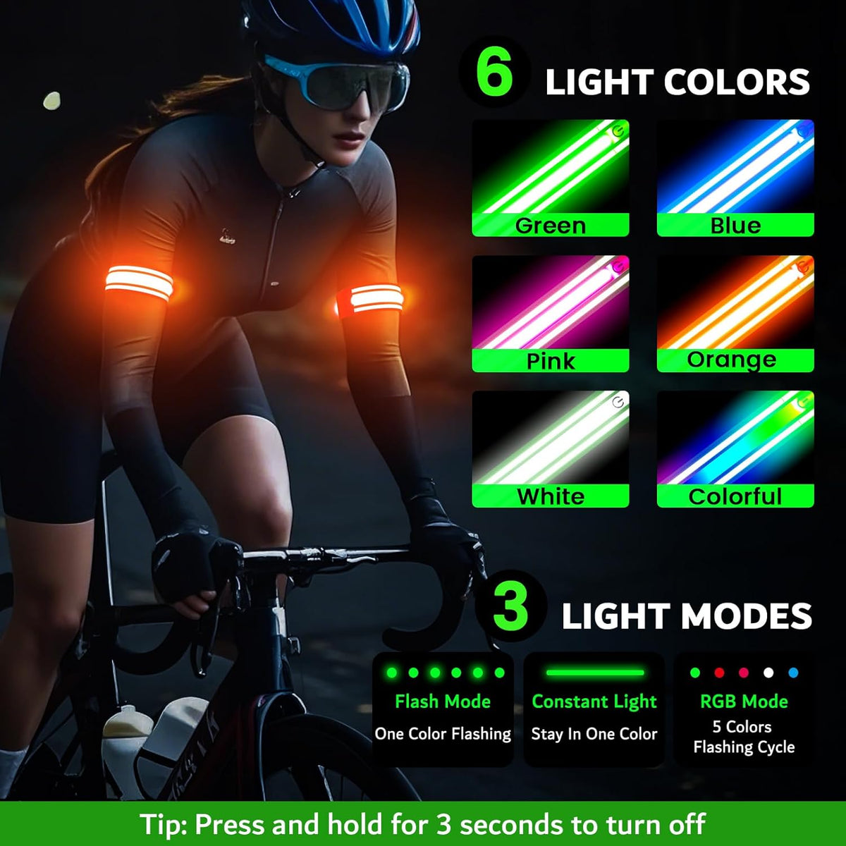 LED Armband for Running(2 Pack),Light Up Arm Bands for Night Walking Running,Rechargeable Lights