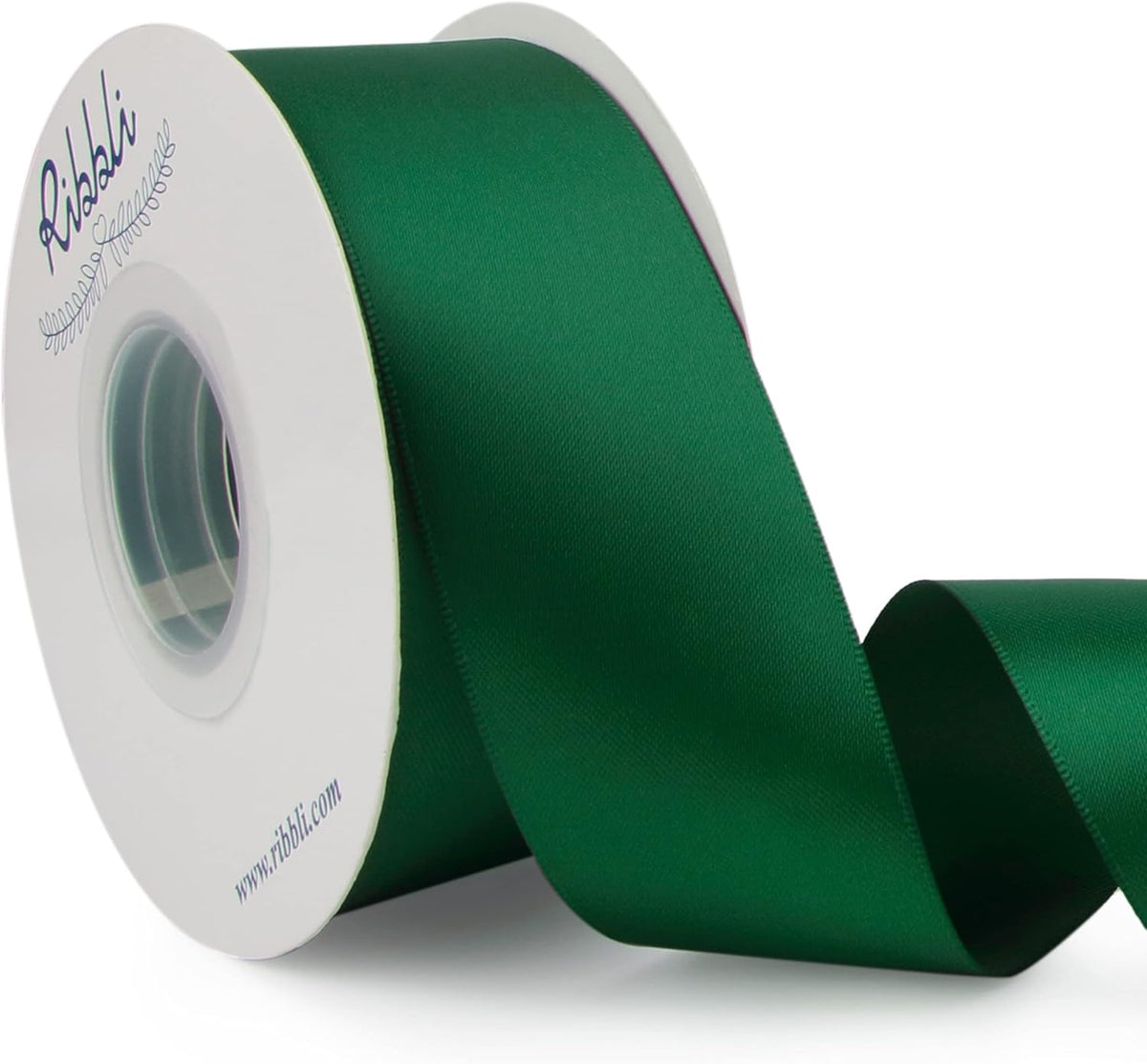 Ribbli Forest Green Double Faced Satin Ribbon,1-1/2” x Continuous 25 Yards,Use for Craft Bows
