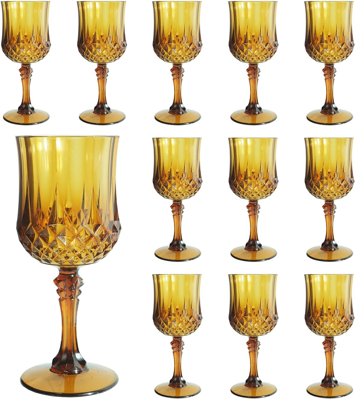 Plastic Wine Glasses，Plastic Goblets Vintage Style Cordial Drinking Glasses for Wedding Reception