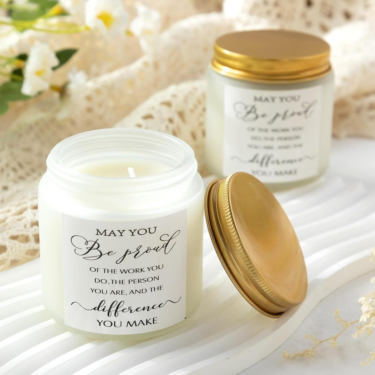MTLEE 20 Pcs Thank You Gifts Candles 3.5 oz Employee Appreciation Inspirational Scented Soy Wax