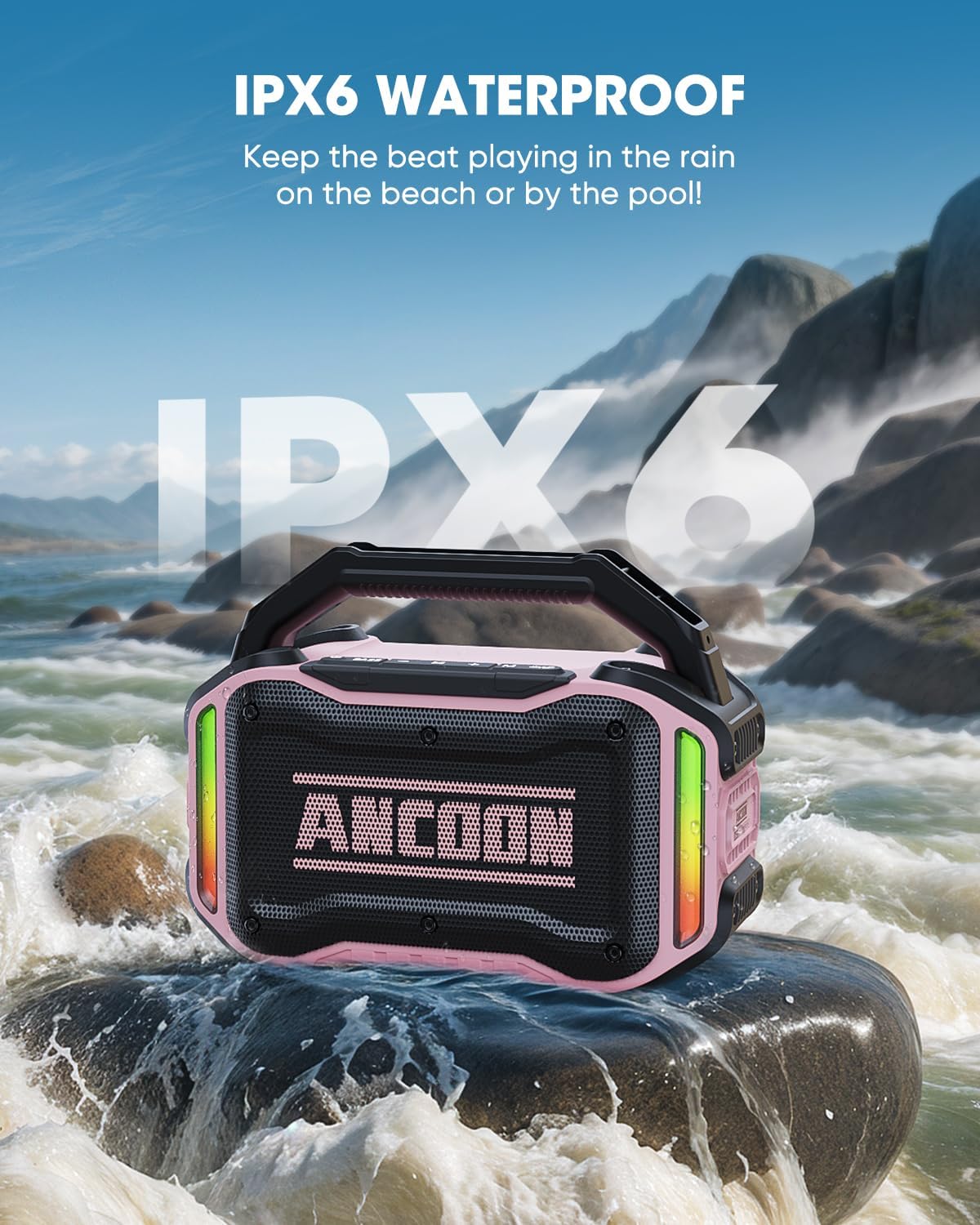 Speakers Bluetooth Wireless: 80W(Peak) Loud Speaker with Bass, 20H Playtime, IPX6 Waterproof, Large