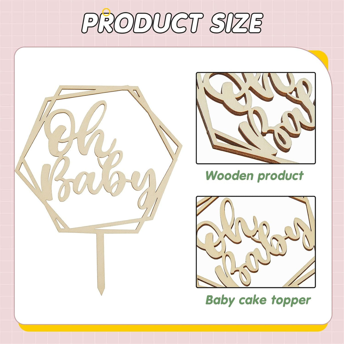 34-piece Wood Cake Topper Set - Boho Cake Decorations with Artificial Eucalyptus Leaves for Gender