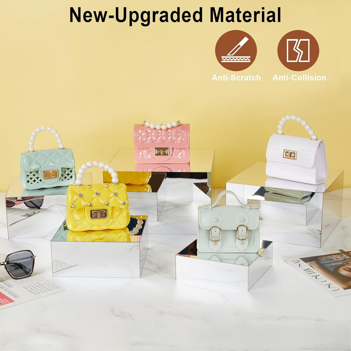 Acrylic Risers for Display 5 Pcs, Food Risers for Party Silver Acrylic Risers Display Stands