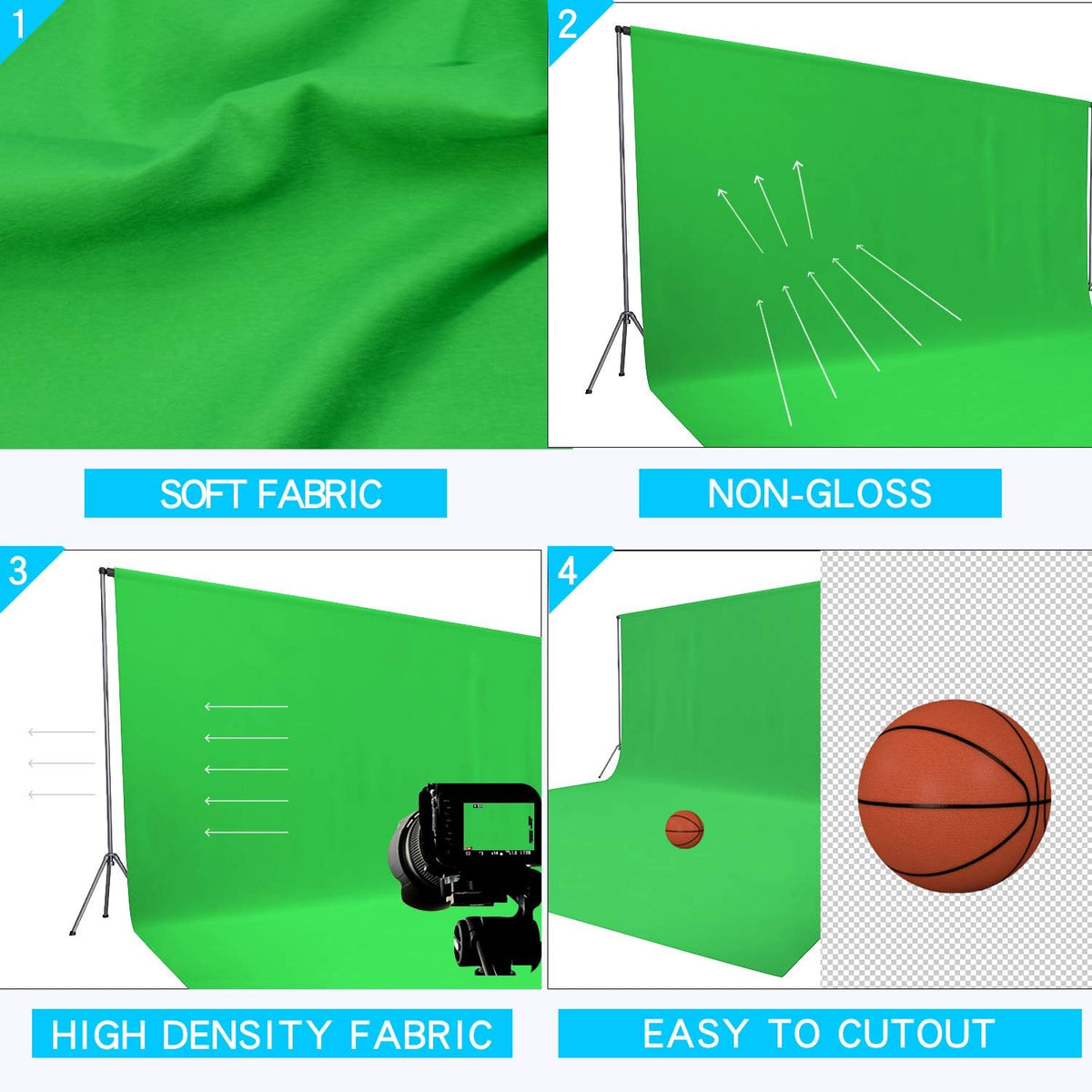 ISSUNTEX 5X7 ft Background Muslin Backdrop, Photo Studio, Collapsible High Density Screen for Video