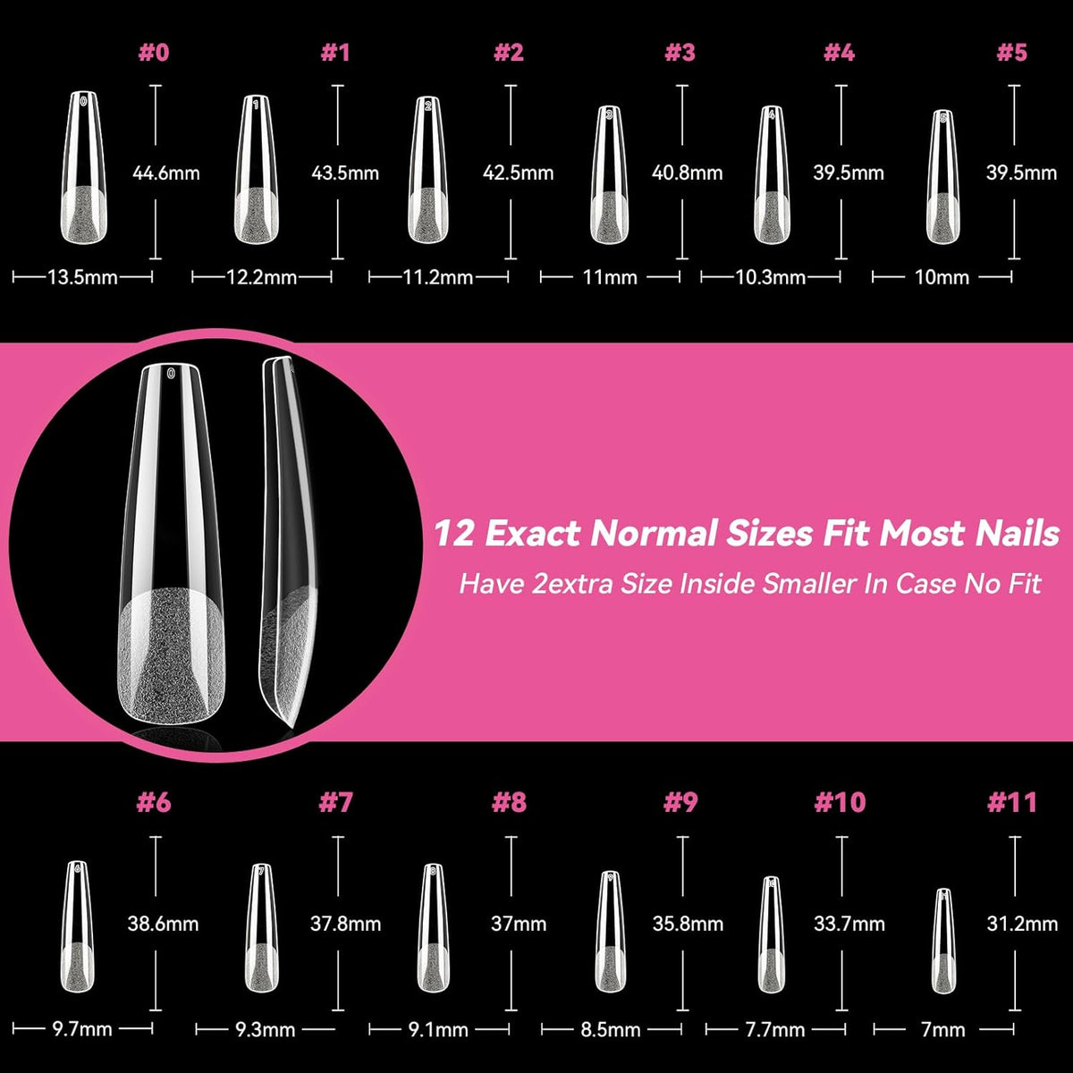 UNA GELLA Extra Long Coffin Nail Tips XXL Soft Gel Nail Tips 216pcs Coffin Pre-shape Press On Nails