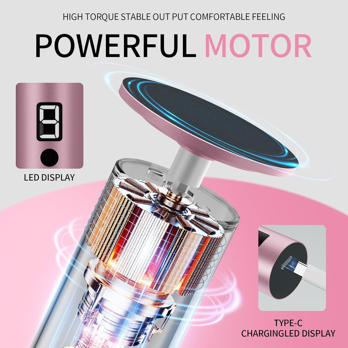 Powerful Electric Foot File & Callus Remover - Over 1-Hour Continuous Use, 360° Rotating Grinder