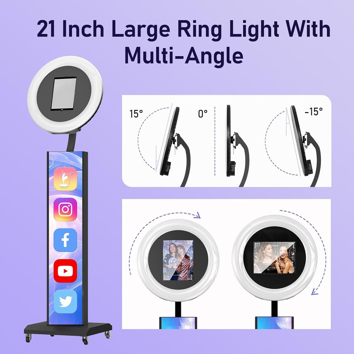 MWE Portable Photo Booth Machine Stand Compatible with Any Ipad with Software APP and Remote