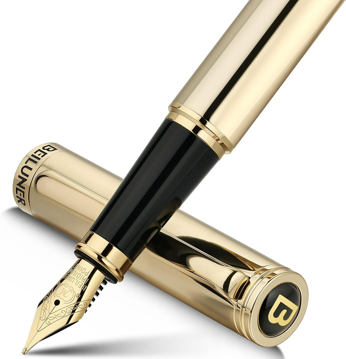 BEILUNER Gold Fountain Pen,Stunning Luxury Pens with 24K Gold Finish, Gorgeous 24K Gilded