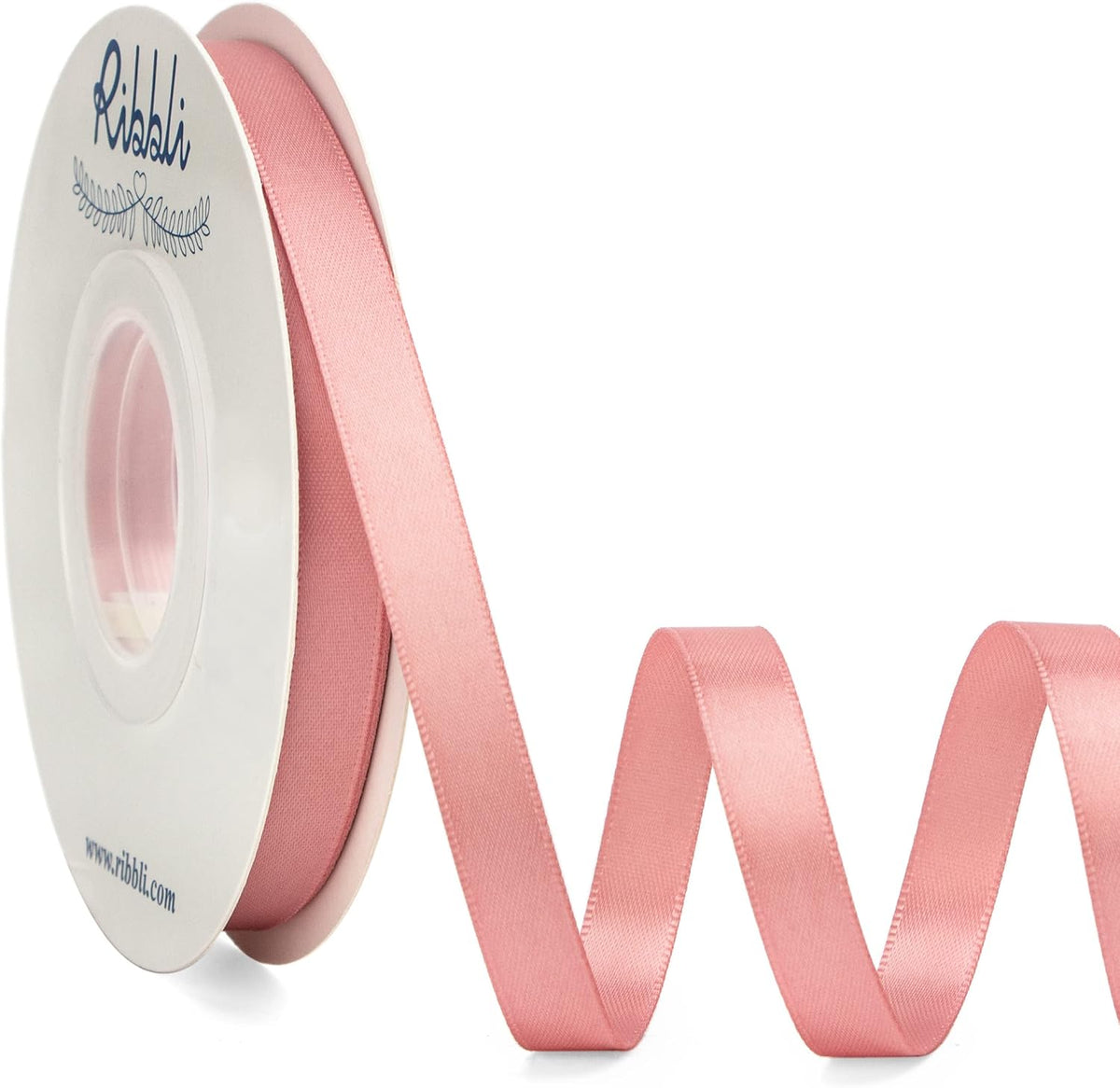 Ribbli Double Faced Rose Gold Satin Ribbon,3/8” x Continuous 25 Yards,Use for Bows Bouquet,Gift