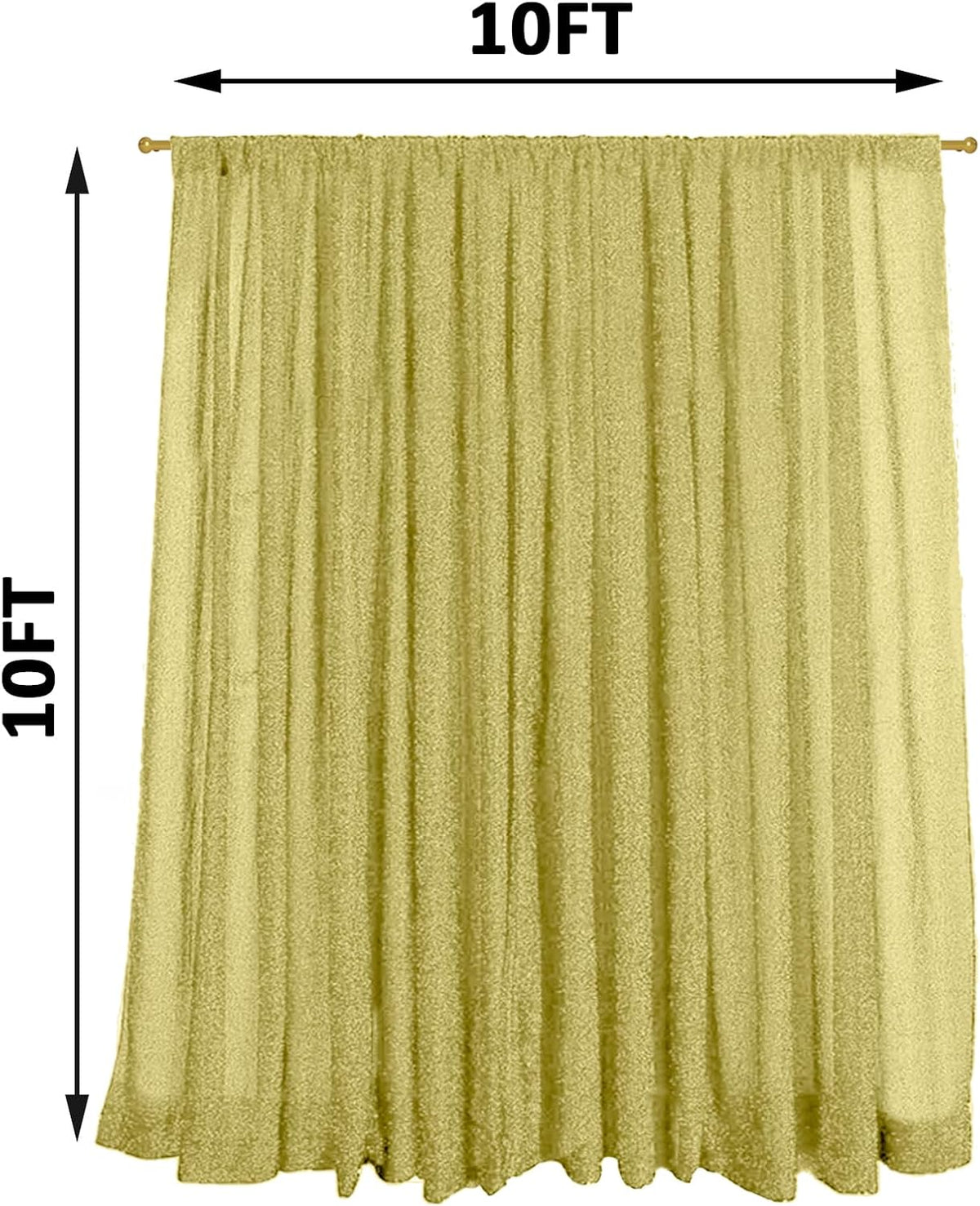 10FT x10FT Champagne Metallic Sheer Spandex Backdrop, 1 Panel Glitter Photography Background