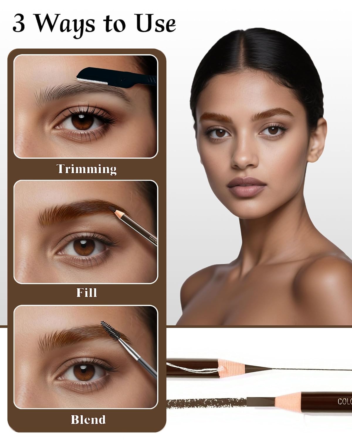 12 Piece Dark Brown Waterproof Eyebrow Pencils for Women w/Microblading Eyebrow Pencil & Brow