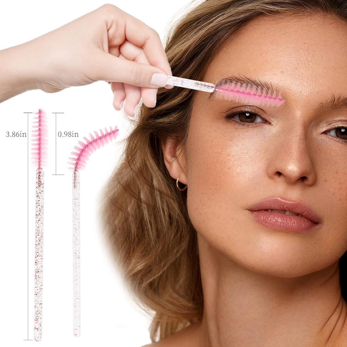 300PCS Disposable Mascara Wands Spoolie Brush Crystal Eyebrow Brushes Eyelash Extension Applicator