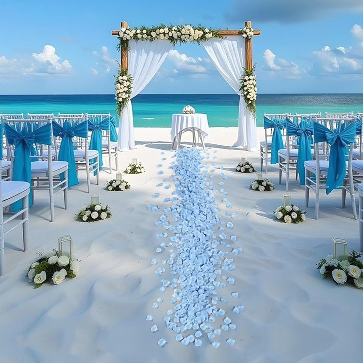 1000 Pcs Light Blue Rose Petals Artificial Silk Flower Petals Romantic Decorations for Wedding
