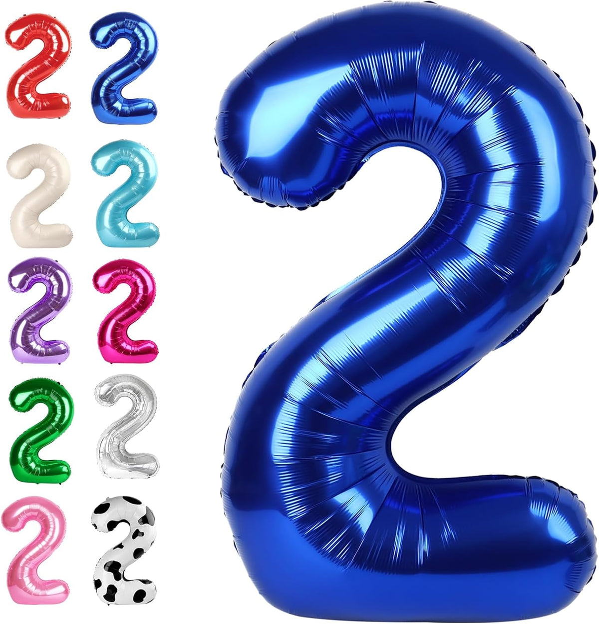 Big 40 Inch Night Blue 2 Number Balloon Birthday Decoration, Night Blue Number 2 Helium Balloons 12