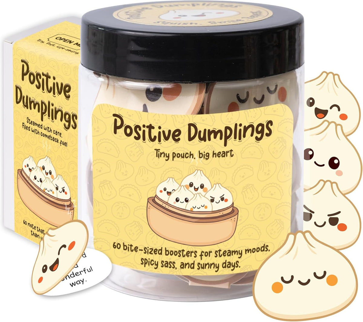 Positive Dumpling Jar – 60 Funny Emotional Uplifting Support Dumplings Affirmation, Back to School