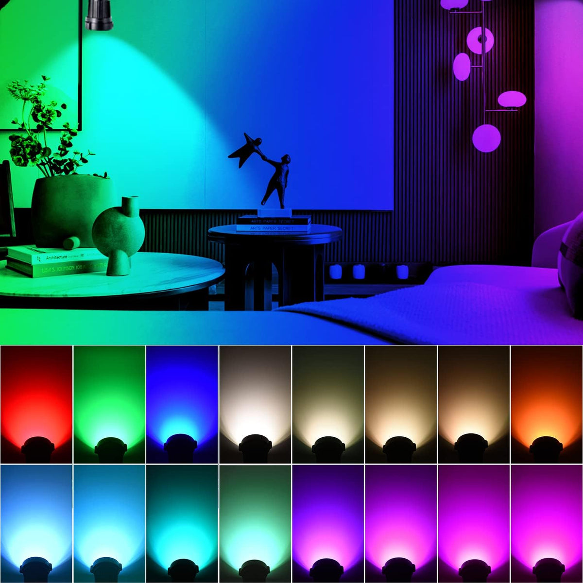 Spot Lights Indoor, 5W RGBW Uplighting 16 Color Changing Up Lights Indoor with Remote Control