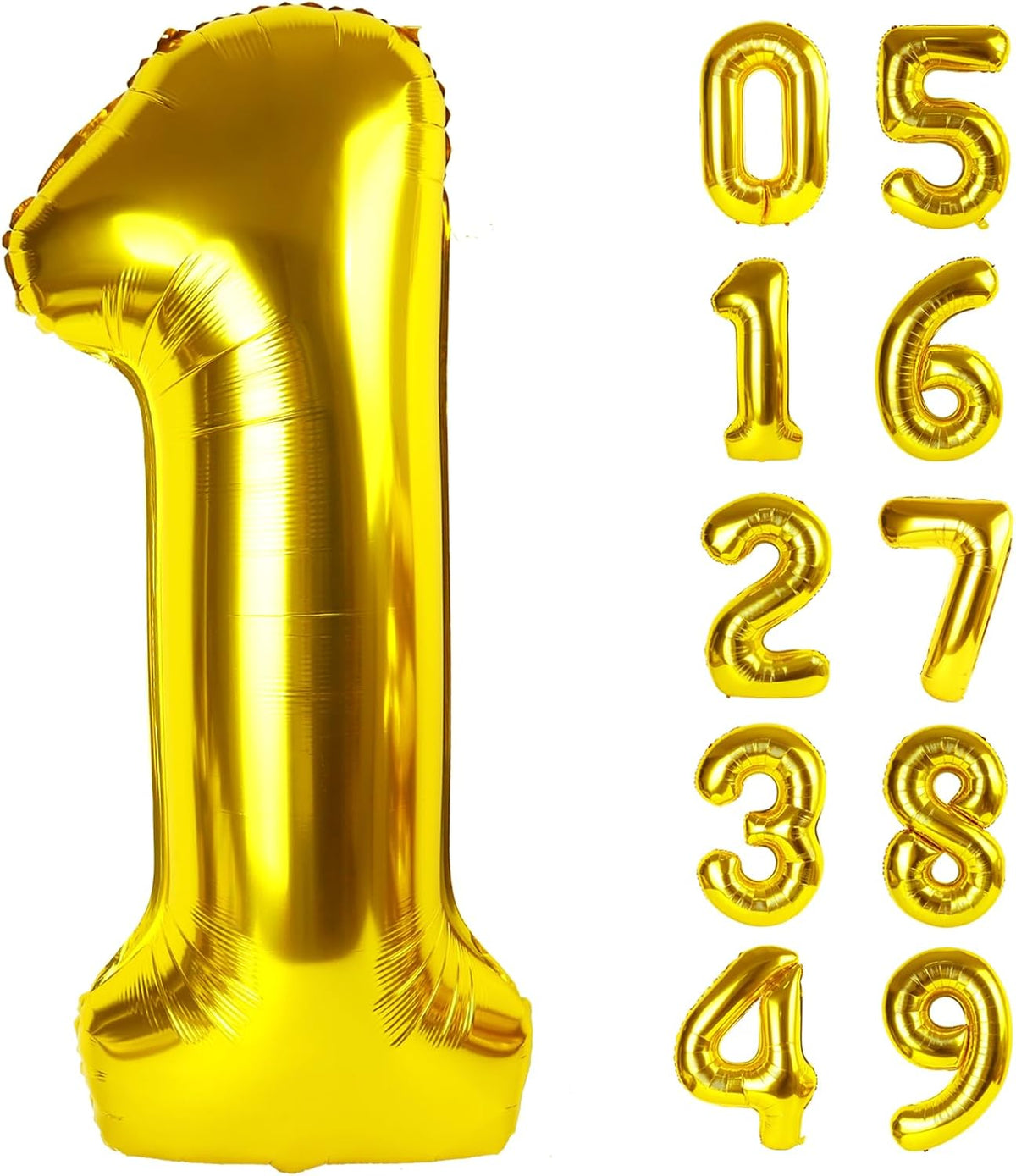 40 Inch Gold Number 1 balloon,Big Foil Mylar Balloon 1st 1 11 21 31 41 51 81 Party Wedding Birthday