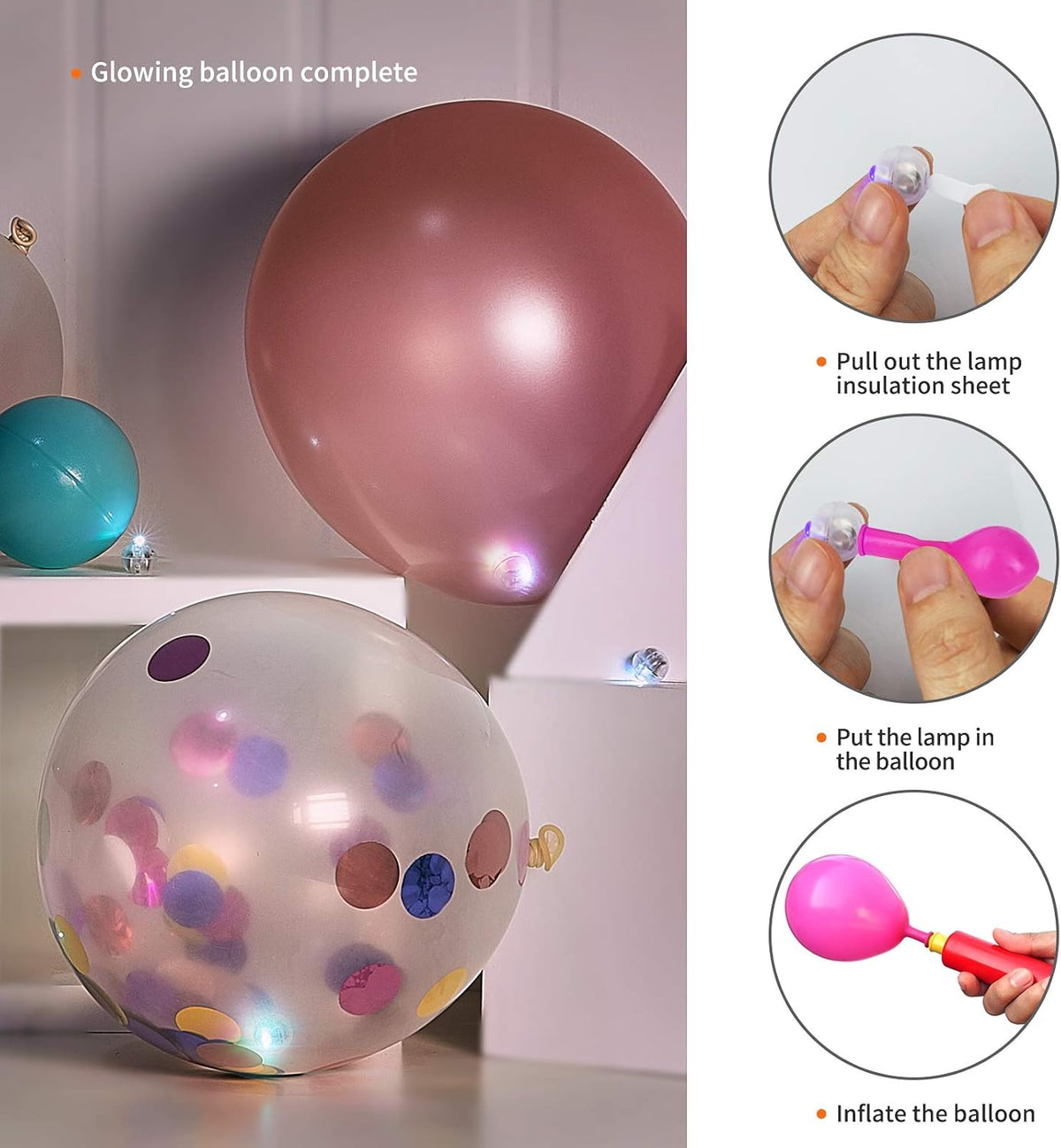 Aogist 50Pcs Balloon Lights with Hook,Long Standby Time,Waterproof Mini Light for Birthday Party