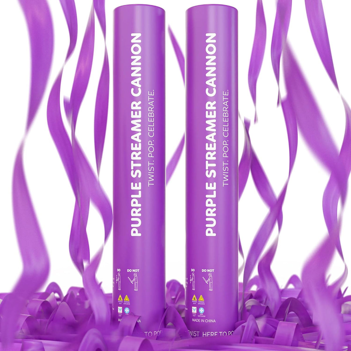 2 Pack Streamer Cannon Confetti Poppers | Biodegradable Purple Confetti | TUR Party Supplies |