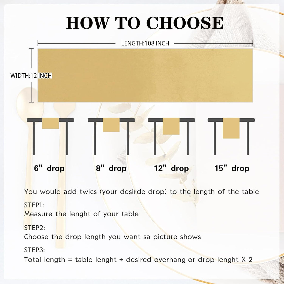 10 Pack Satin Table Runner 12 x 108 Inch Long Light Gold Silk Table Runner for Wedding Party