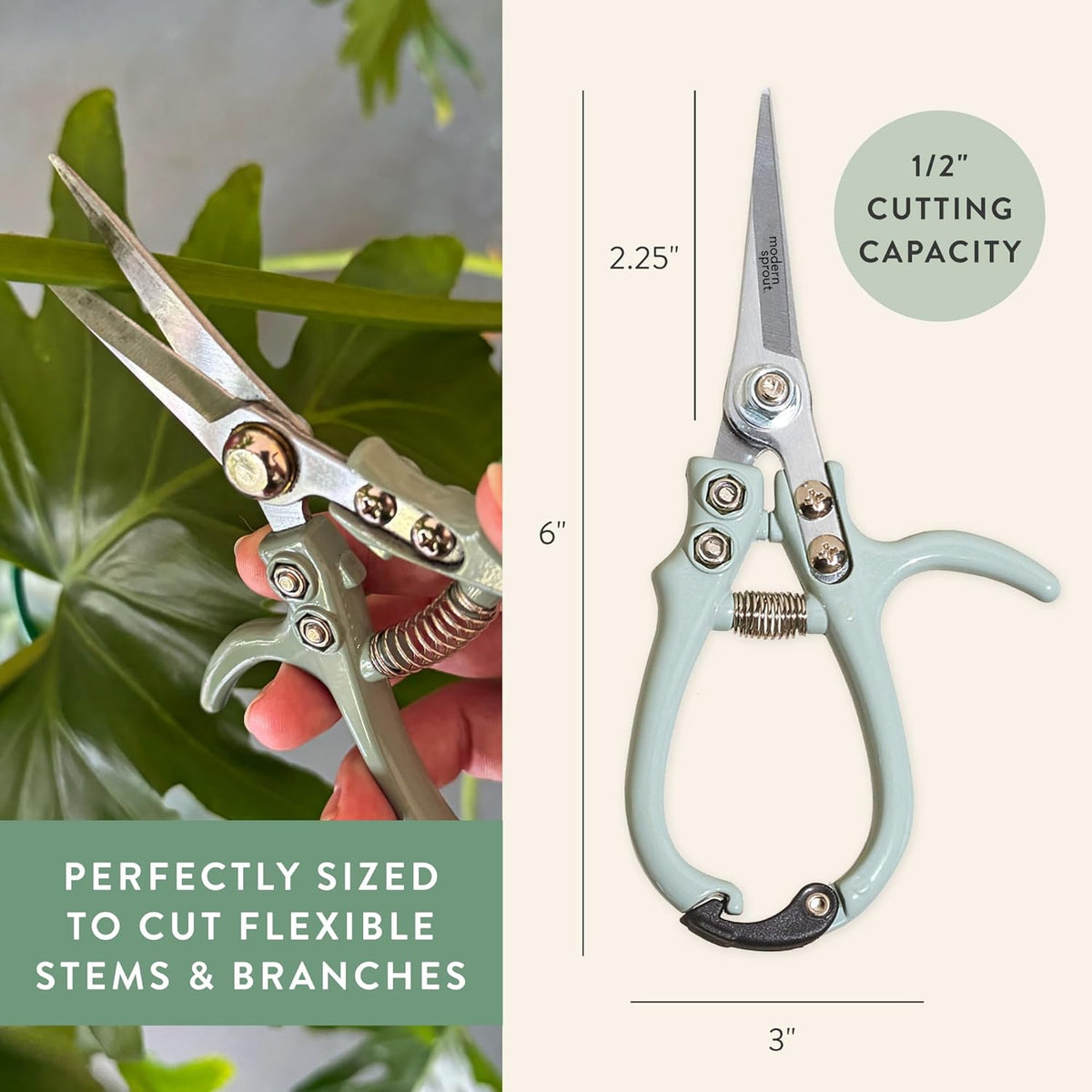 Modern Sprout Pruning Shears - Herb Snipping Scissors- Lightweight Gardening Tools W/Easy Lock