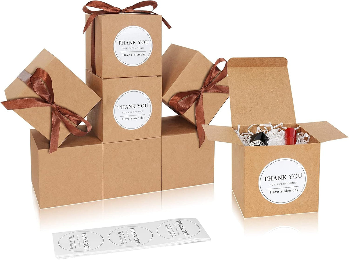 COTOPHER Small Gift Boxes 60 Pack 4x4x4 inches Brown Gift Boxes with Lids for Gifts, Crafting