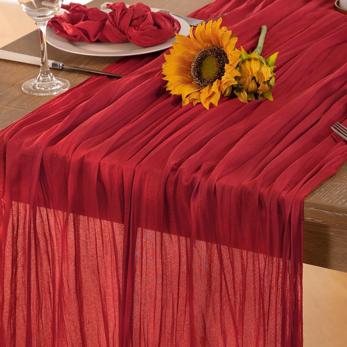 Red Cheesecloth Table Runner Fall Table Runner Boho Gauze 120 Inches Red Cheese Cloth Fall Table