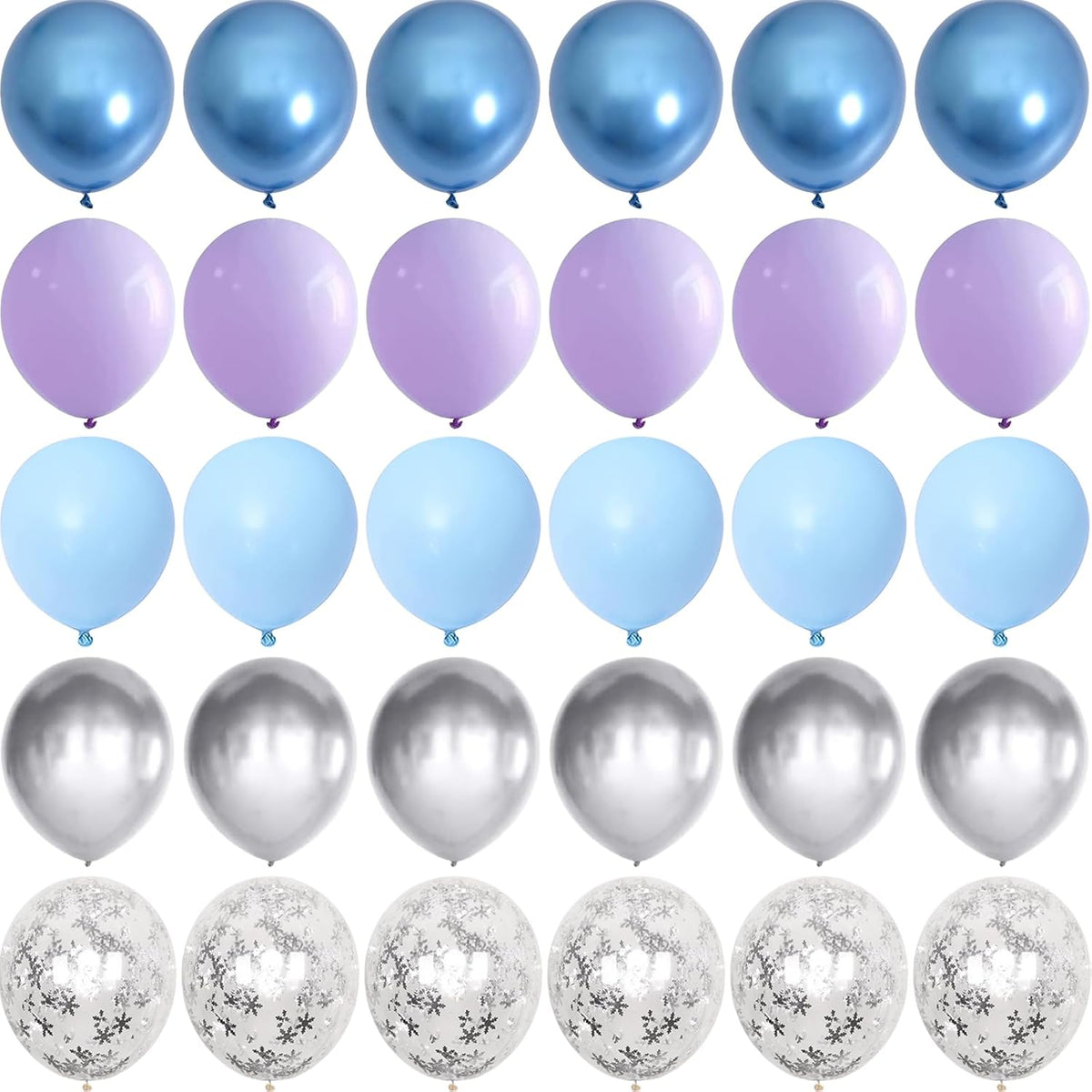 Winter Wonderland Balloons, 60PCS Blue Purple Snowflakes Balloons for Ice Wonderland Christmas Baby