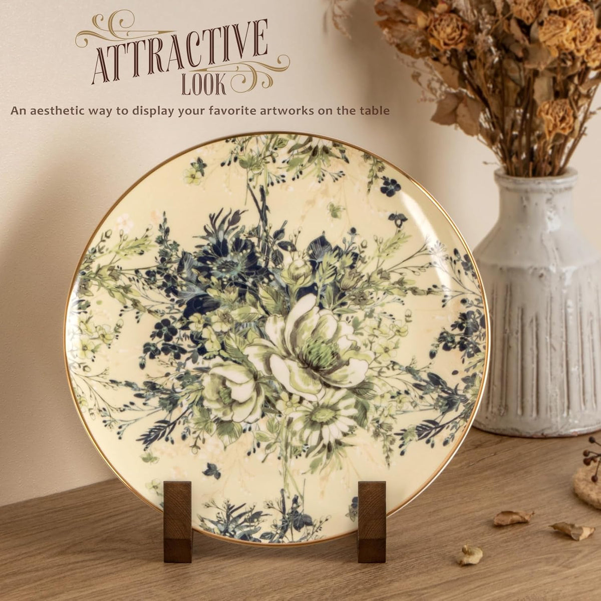 Plate Display Stand, 3 Pack 8 Inch Plate Holder for Displaying, Decorative Picture Frame Dish Photo
