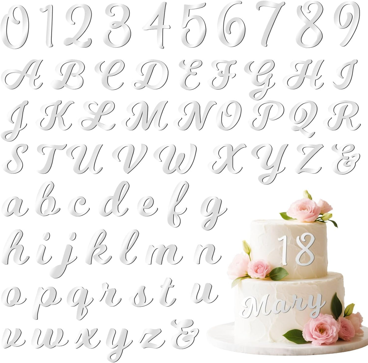 126 PCS Custom Name Cake Topper Acrylic Letters DIY Personalized A-Z & 0-9 Number Alphabet Cake