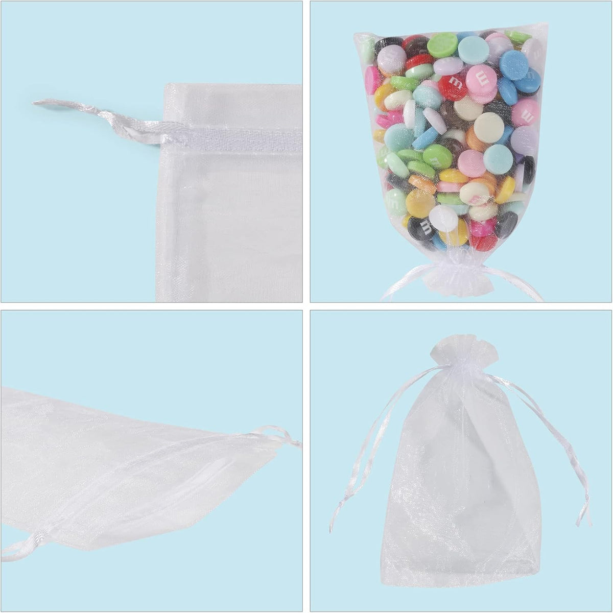 ANZNKU 50 Pack Organza Bags 4 x 6 inch Small Bags, Favor Bag, Sheer Mesh Bag, White Gift Pouches
