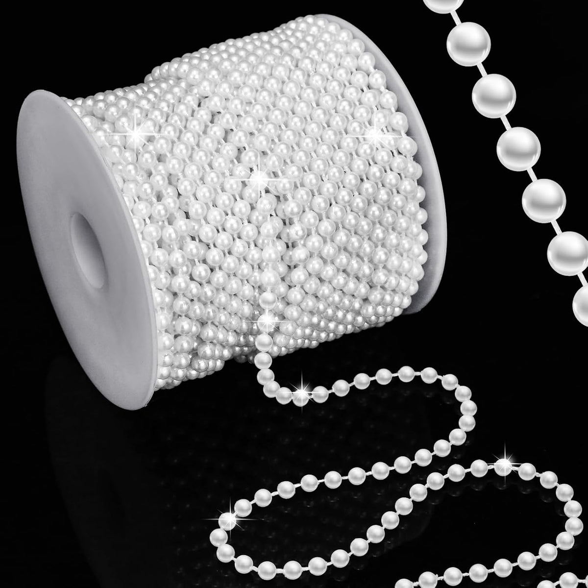 99 Feet 5mm Faux Pearl Strings Garland Artificial Pearl Beaded Trim Chain Strands for Crafting