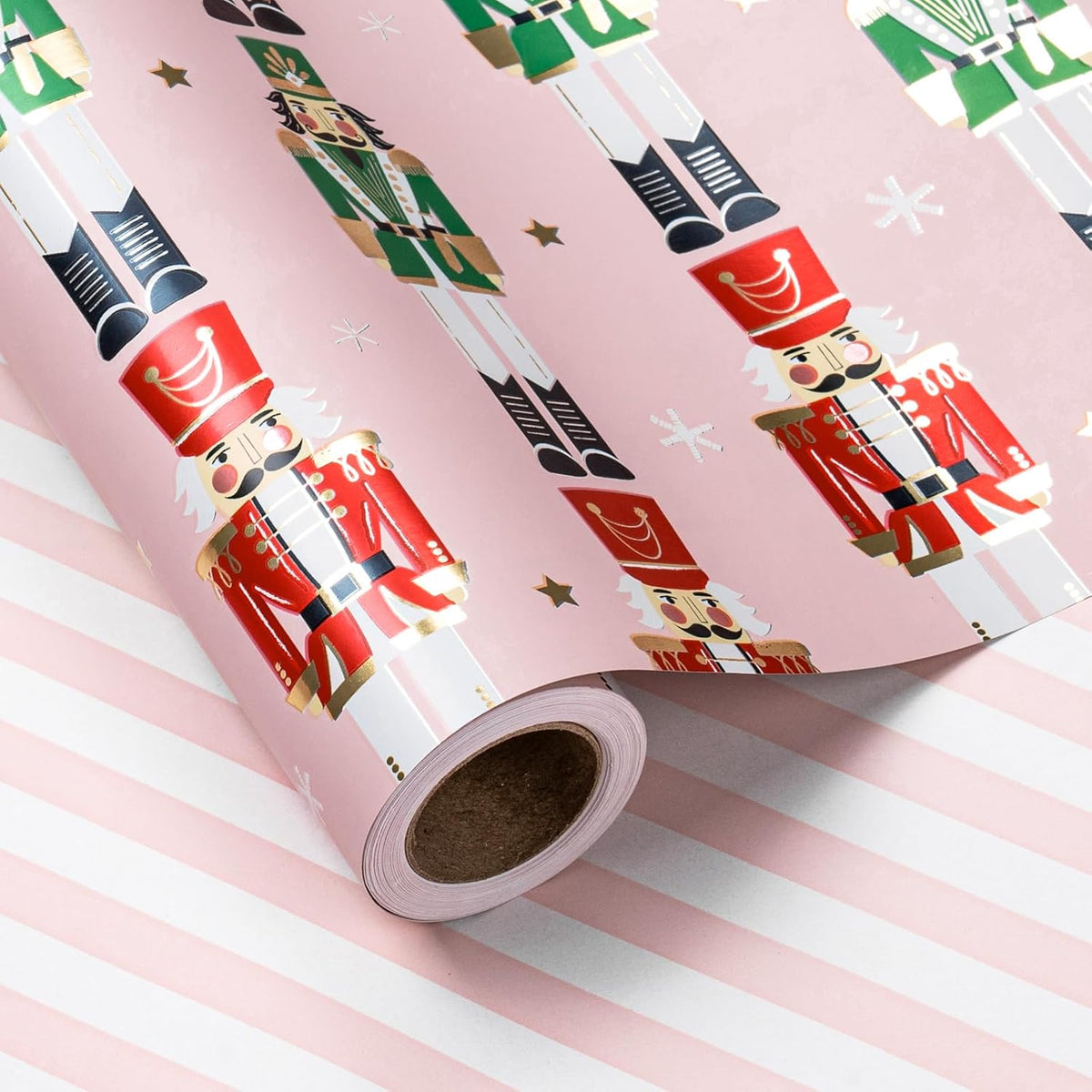LeZakaa Christmas Pink Wrapping Paper Jumbo Roll for Kids, Pink Metallic Foil Gift Wrap Paper with