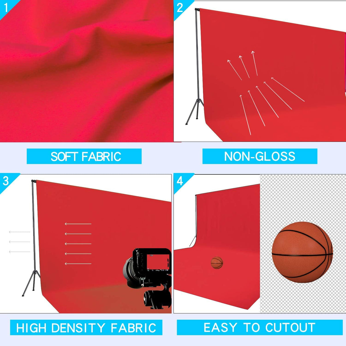 ISSUNTEX 5X7 ft Background Muslin Backdrop, Photo Studio, Collapsible High Density Screen for Video